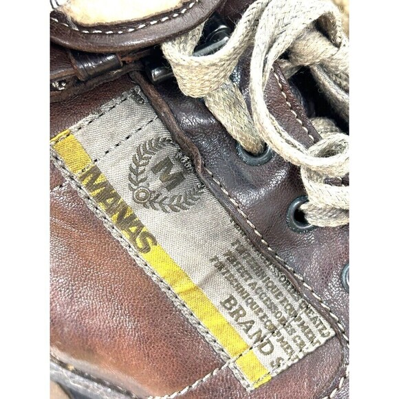 Manas Design Women Size 6 Brown Boots Combat Shearling Lined Moto Biker Italy Rk - Picture 11 of 12